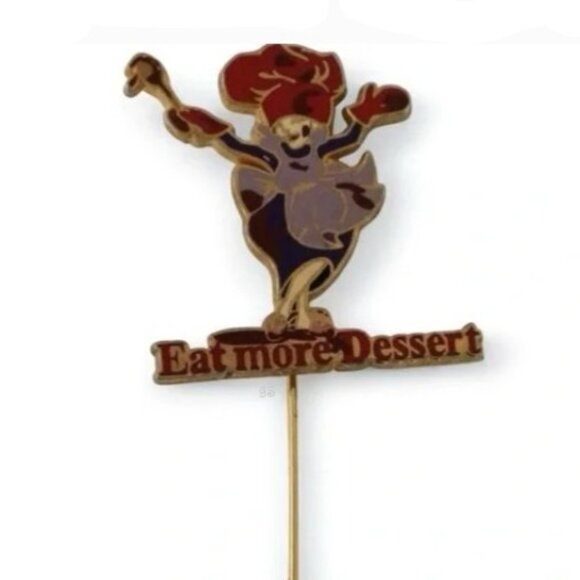 Vintage Jewelry - Vtg 2004 Red Hat Society “Eat More Dessert” Collectible Enamel Lapel Stick Pin